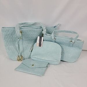 MKF Collection By Mia K Arya Signature Tote Bag and Set Of 4 Blue NWT $188